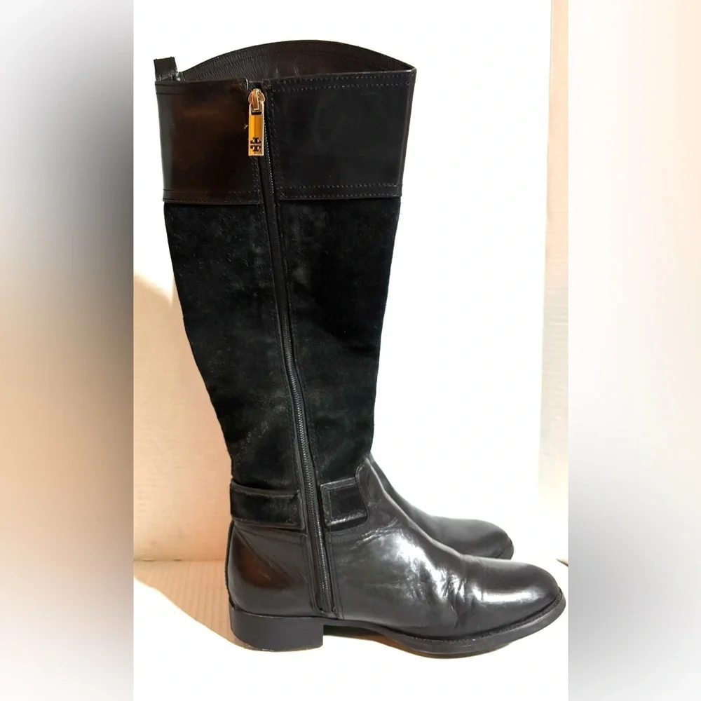 Tory Burch vintage Elegant Black Leather/ suede Riding Boots